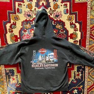 2003 Harley Davidson sweatshirt L Oakland CA Bob Dron flame sleeves